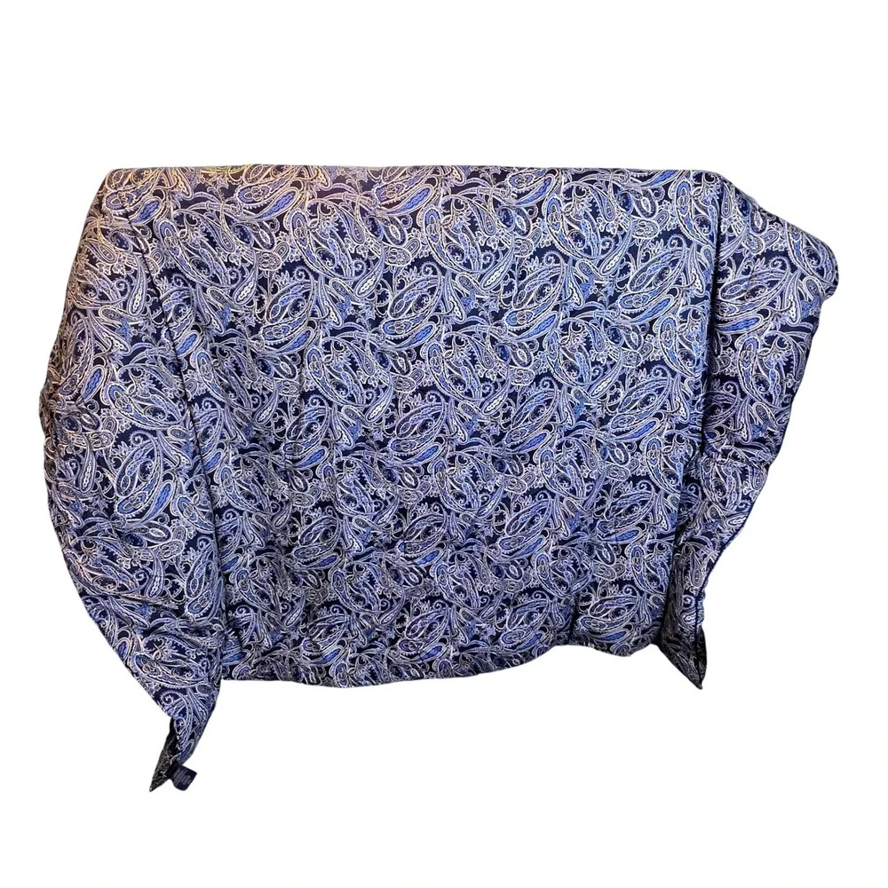 Ralph Lauren Costa Azzurra King Comforter Navy Blue Paisley Cotton Coastl 96x108